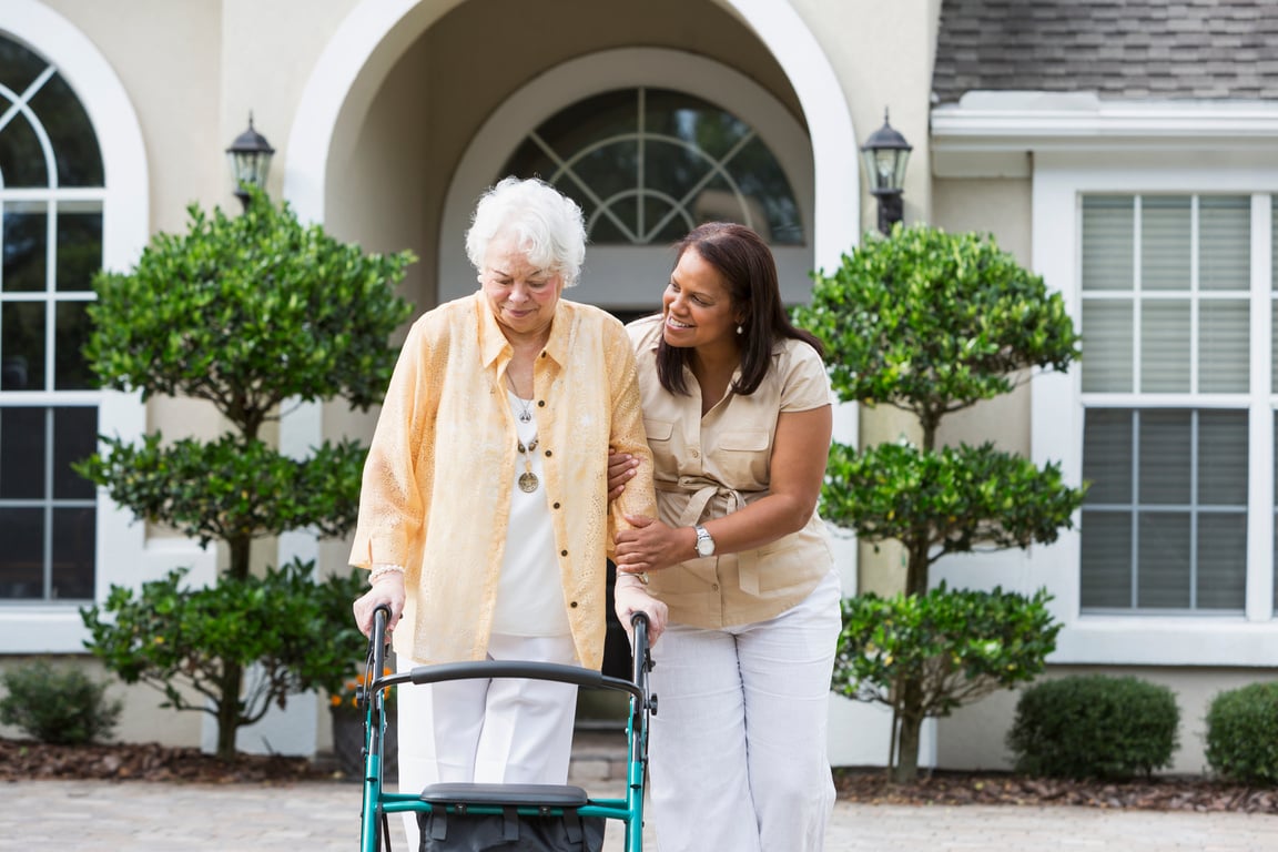 Senior woman with caregiver